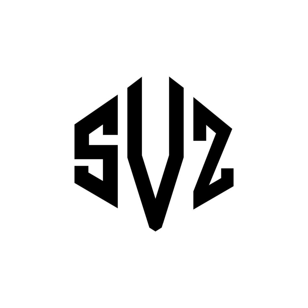 design de logotipo de carta svz com forma de polígono. svz polígono e design de logotipo em forma de cubo. modelo de logotipo de vetor hexágono svz cores brancas e pretas. svz monograma, logotipo de negócios e imóveis.