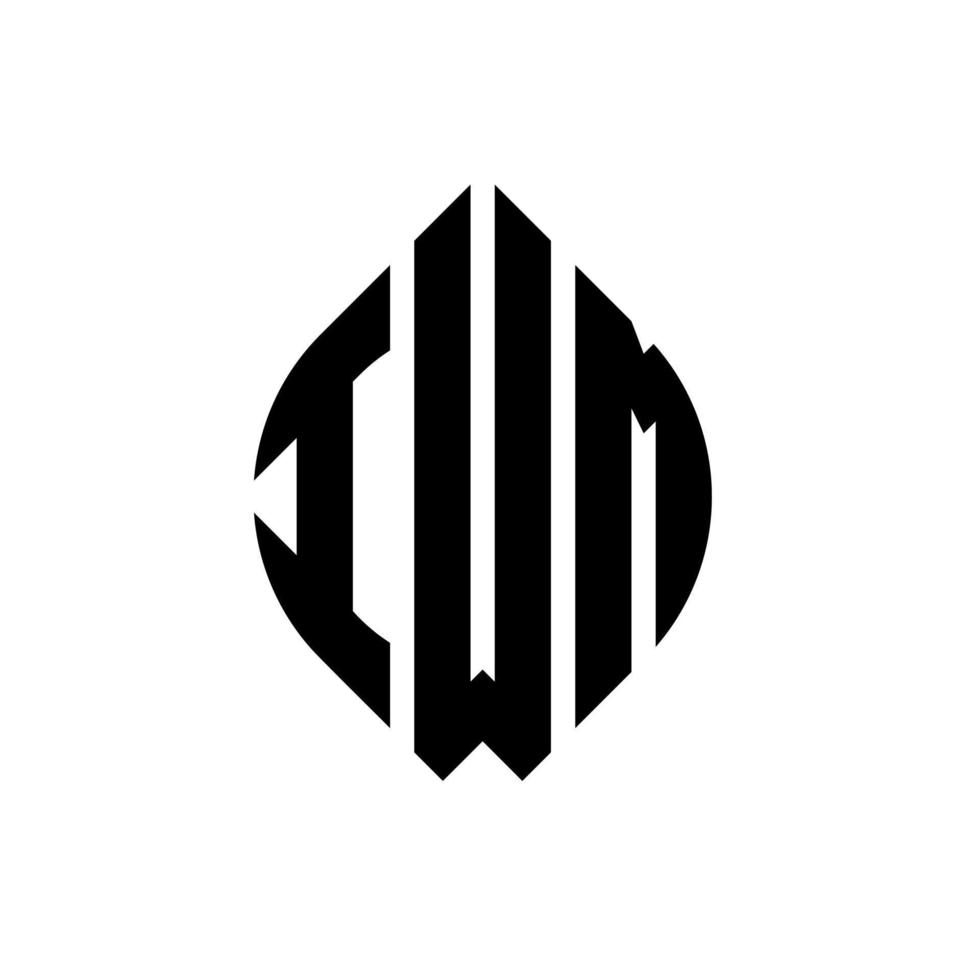 design de logotipo de carta de círculo iwm com forma de círculo e elipse. letras de elipse iwm com estilo tipográfico. as três iniciais formam um logotipo circular. iwm círculo emblema abstrato monograma carta marca vetor. vetor