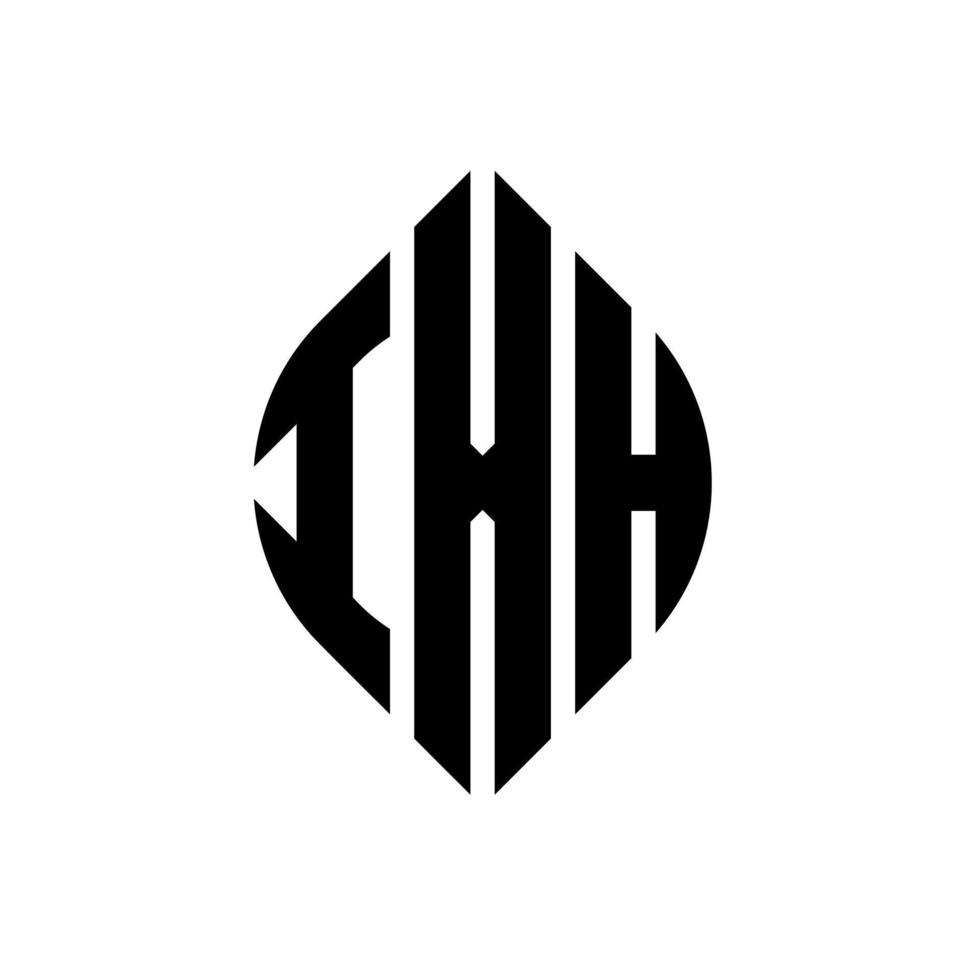 design de logotipo de letra de círculo ixh com forma de círculo e elipse. letras de elipse ixh com estilo tipográfico. as três iniciais formam um logotipo circular. ixh círculo emblema abstrato monograma carta marca vetor. vetor