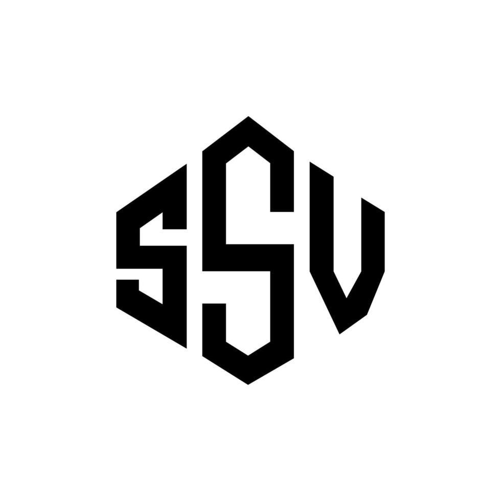 design de logotipo de carta ssv com forma de polígono. polígono ssv e design de logotipo em forma de cubo. modelo de logotipo de vetor hexágono ssv cores brancas e pretas. ssv monograma, logotipo de negócios e imóveis.