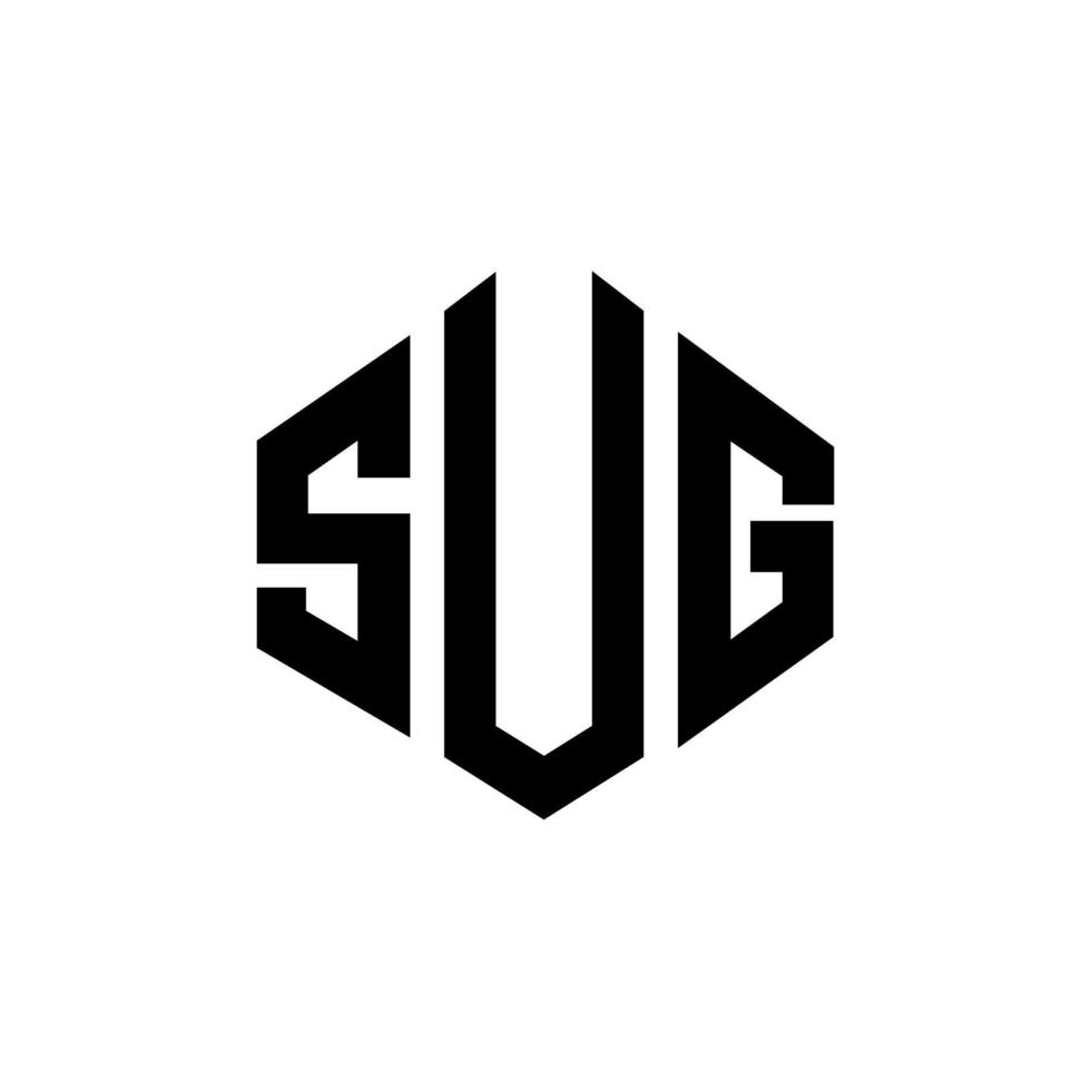 sug letter design de logotipo com forma de polígono. sug design de logotipo em forma de polígono e cubo. sug modelo de logotipo de vetor hexágono cores brancas e pretas. sug monograma, logotipo de negócios e imóveis.