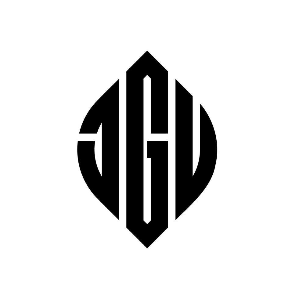 jgu design de logotipo de carta círculo com forma de círculo e elipse. letras de elipse jgu com estilo tipográfico. as três iniciais formam um logotipo circular. jgu círculo emblema abstrato monograma carta marca vetor. vetor