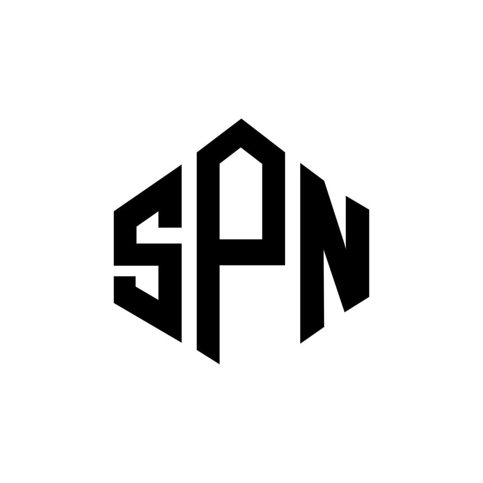 design de logotipo de carta spn com forma de polígono. spn polígono e design de logotipo em forma de cubo. spn hexágono modelo de logotipo de vetor cores brancas e pretas. spn monograma, logotipo de negócios e imóveis.