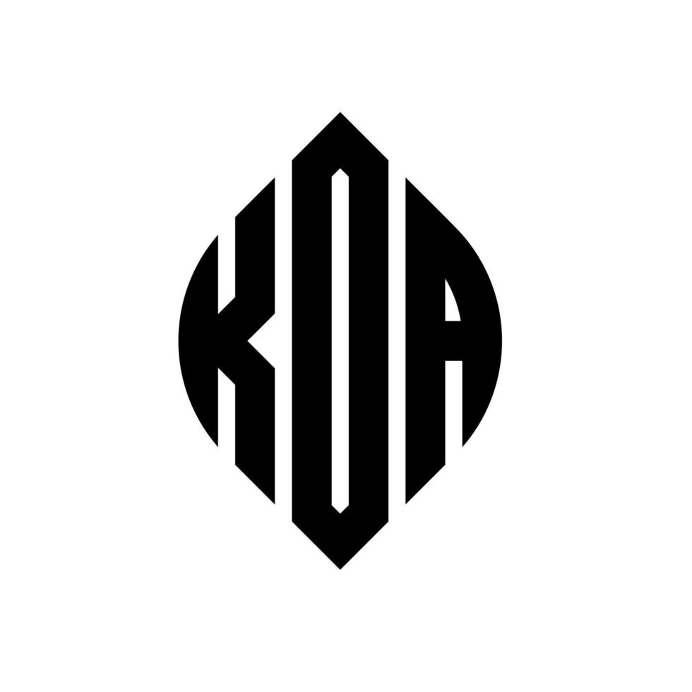 design de logotipo de letra de círculo kda com forma de círculo e elipse. letras de elipse kda com estilo tipográfico. as três iniciais formam um logotipo circular. kda círculo emblema abstrato monograma carta marca vetor. vetor