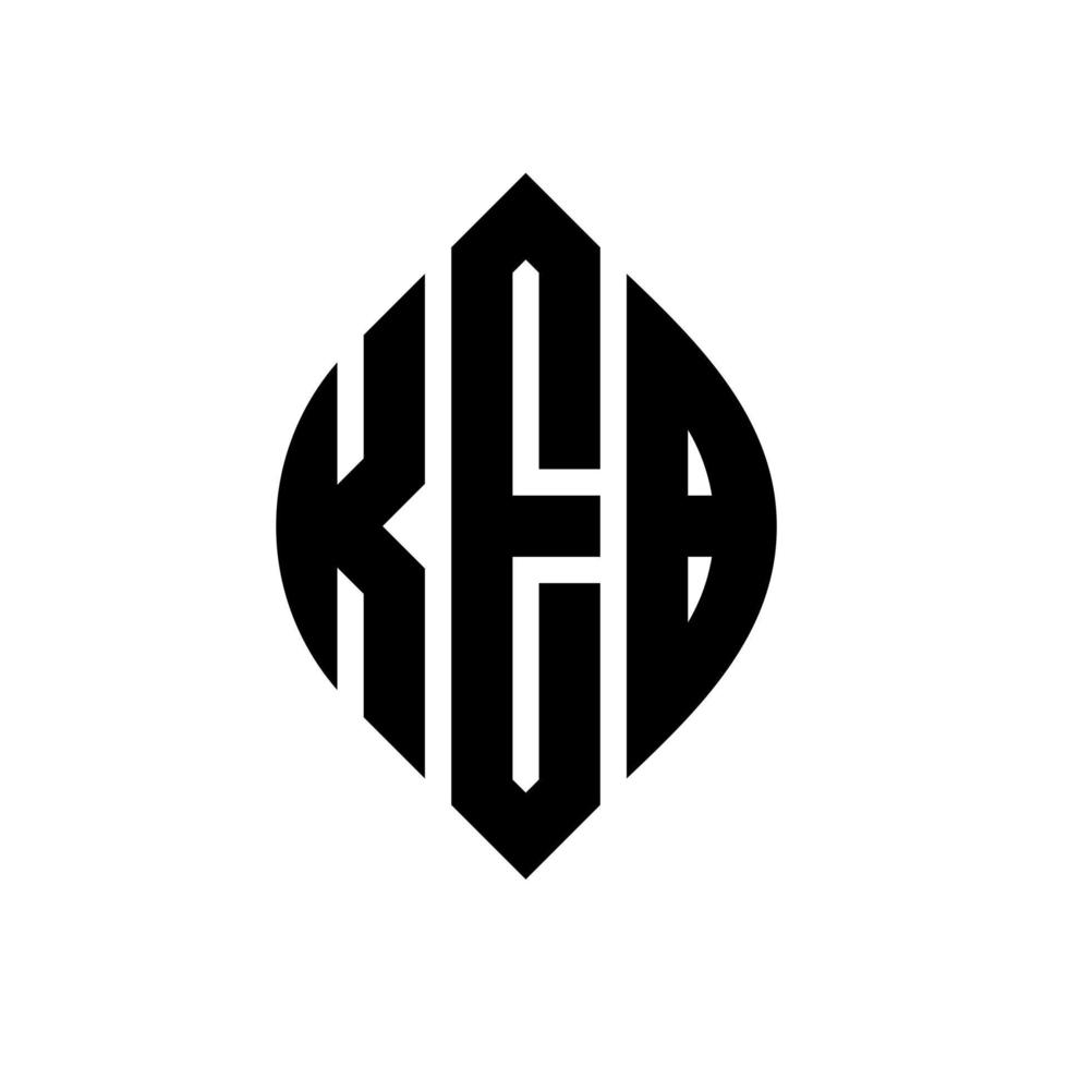 design de logotipo de carta de círculo keb com forma de círculo e elipse. letras de elipse keb com estilo tipográfico. as três iniciais formam um logotipo circular. keb círculo emblema abstrato monograma carta marca vetor. vetor