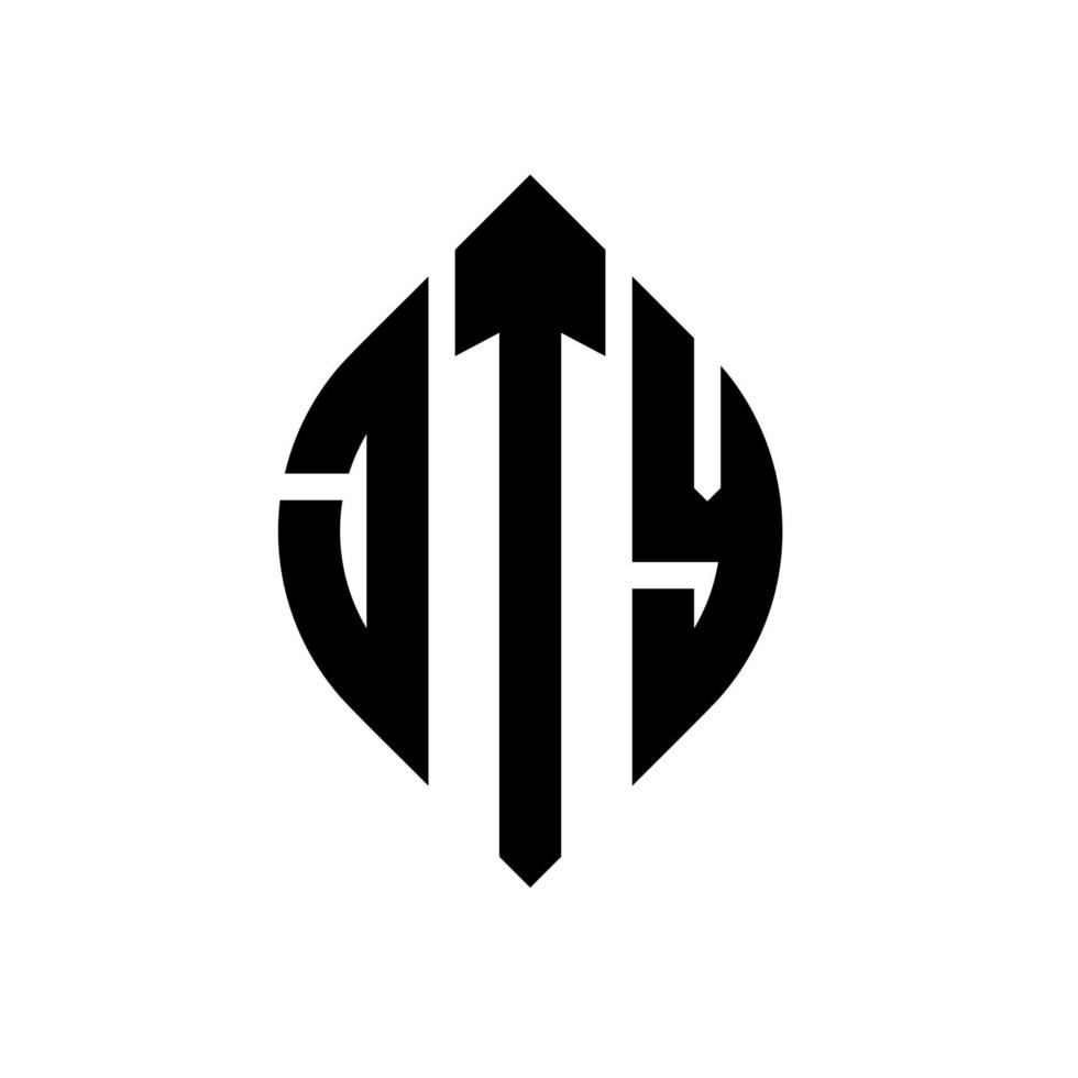 design de logotipo de carta de círculo jty com forma de círculo e elipse. letras de elipse jty com estilo tipográfico. as três iniciais formam um logotipo circular. jty círculo emblema abstrato monograma carta marca vetor. vetor