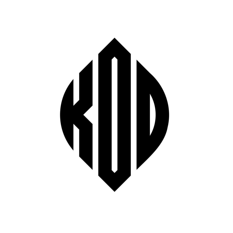 design de logotipo de letra de círculo kod com forma de círculo e elipse. letras de elipse kod com estilo tipográfico. as três iniciais formam um logotipo circular. kod círculo emblema abstrato monograma carta marca vetor. vetor