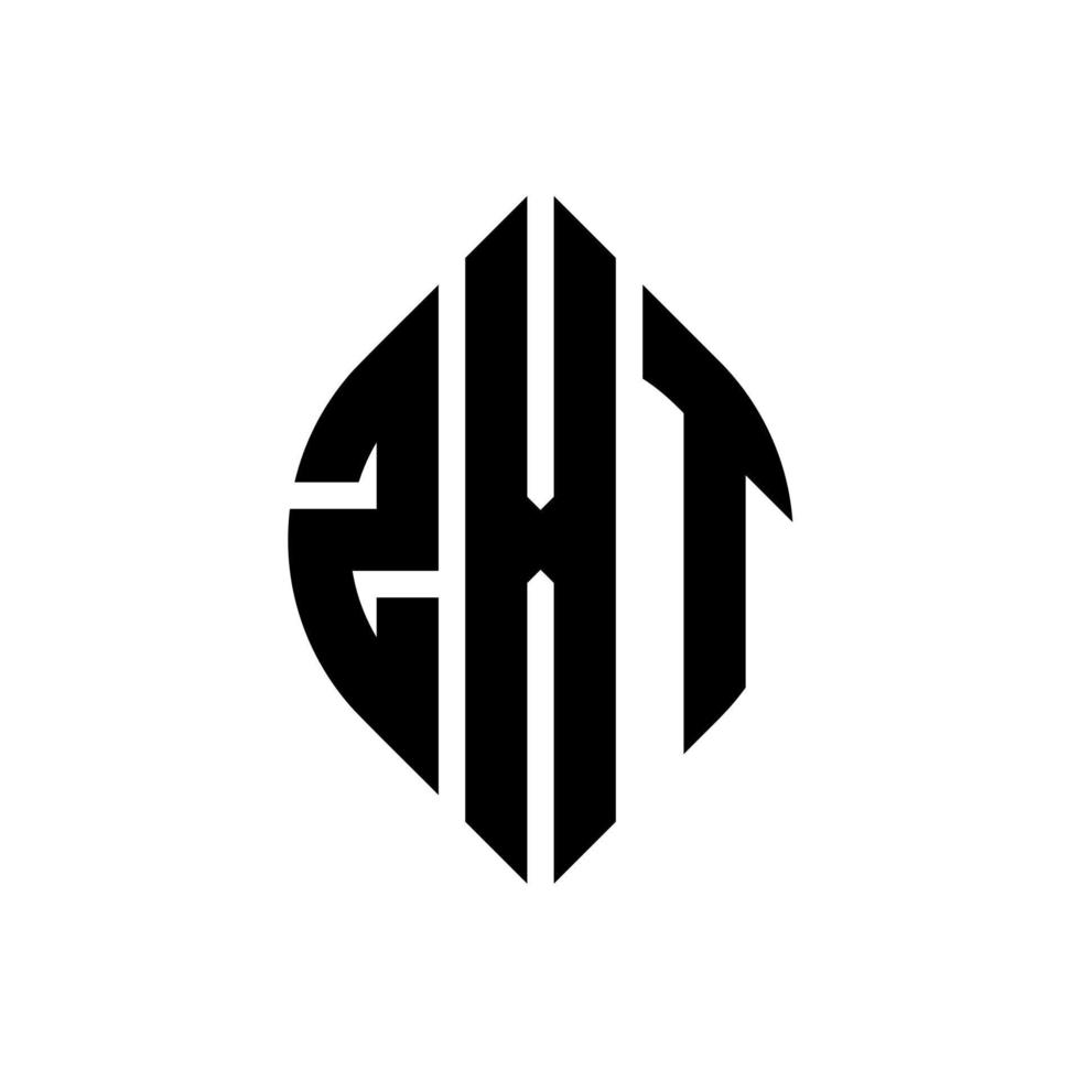 design de logotipo de letra de círculo zxt com forma de círculo e elipse. letras de elipse zxt com estilo tipográfico. as três iniciais formam um logotipo circular. zxt círculo emblema abstrato monograma carta marca vetor. vetor