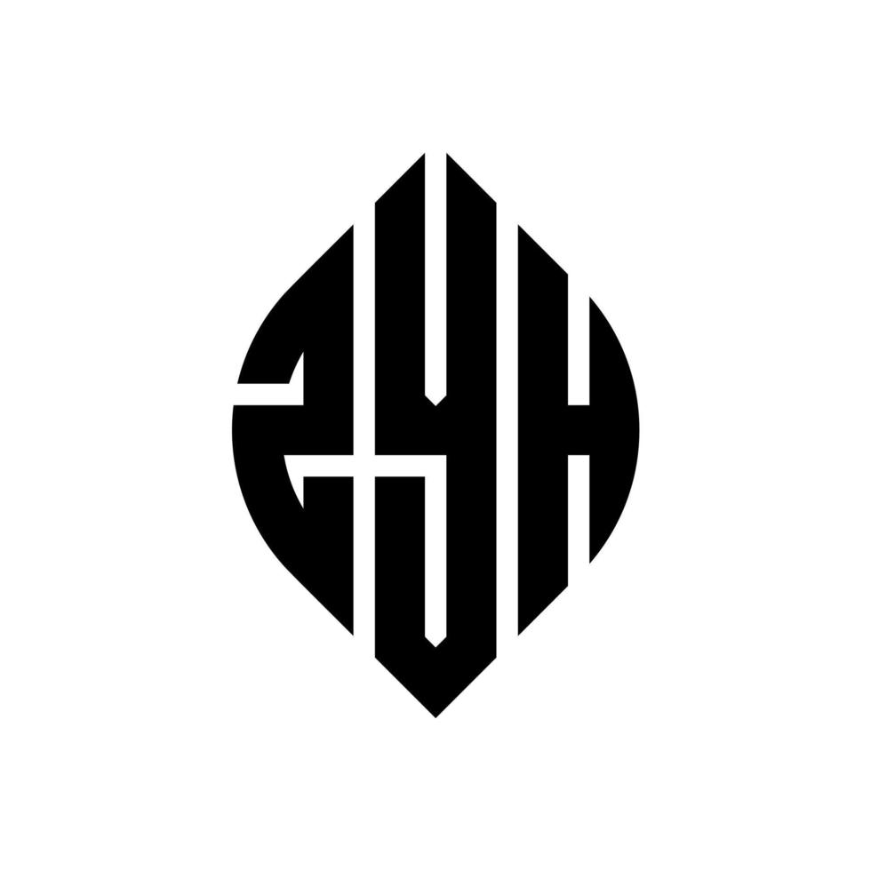 design de logotipo de carta de círculo zyh com forma de círculo e elipse. letras de elipse zyh com estilo tipográfico. as três iniciais formam um logotipo circular. zyh círculo emblema abstrato monograma carta marca vetor. vetor