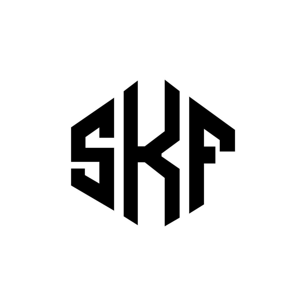 design de logotipo de carta skf com forma de polígono. skf polígono e design de logotipo em forma de cubo. modelo de logotipo de vetor hexágono skf cores brancas e pretas. monograma skf, logotipo de negócios e imóveis.