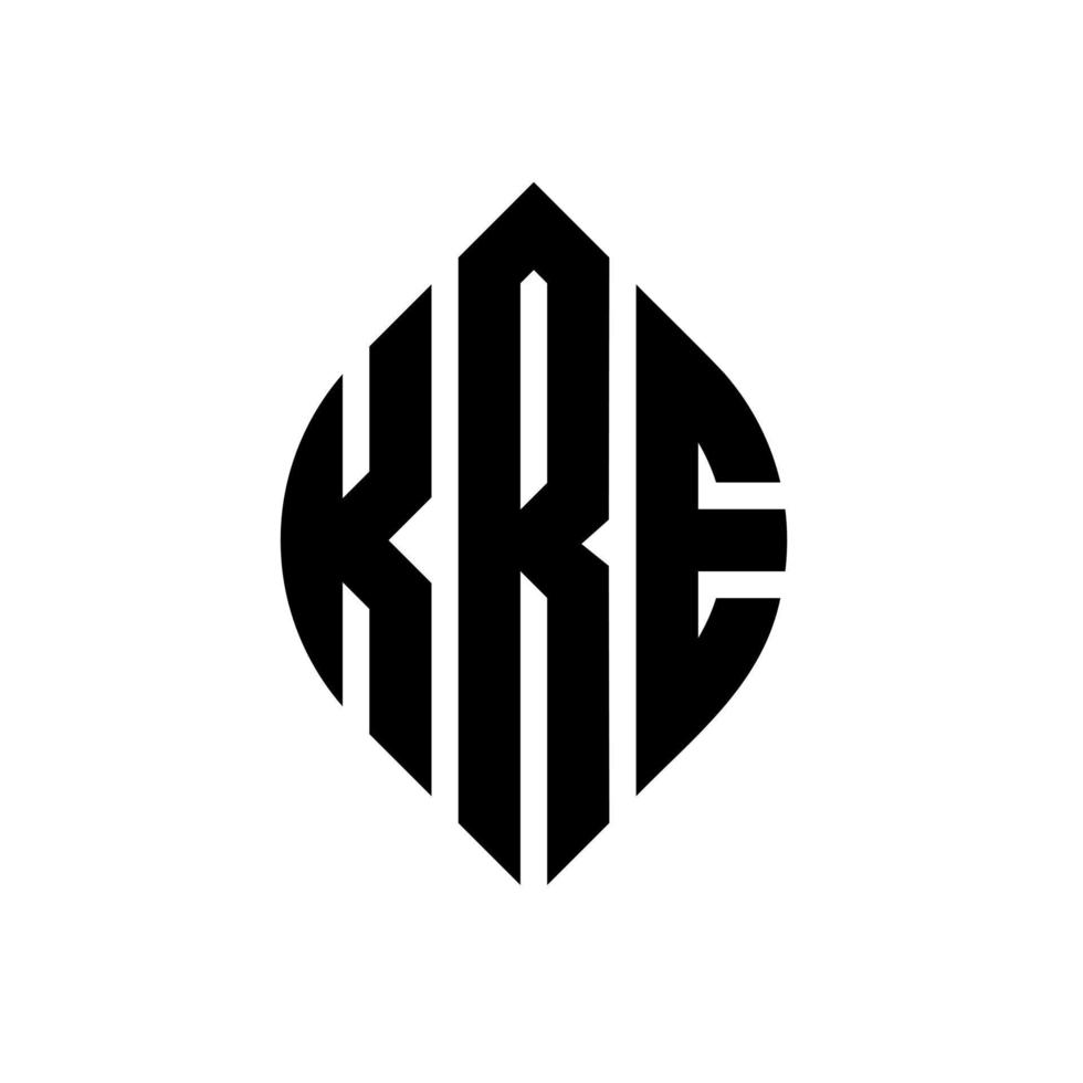 design de logotipo de carta de círculo kre com forma de círculo e elipse. letras de elipse kre com estilo tipográfico. as três iniciais formam um logotipo circular. kre círculo emblema abstrato monograma carta marca vetor. vetor