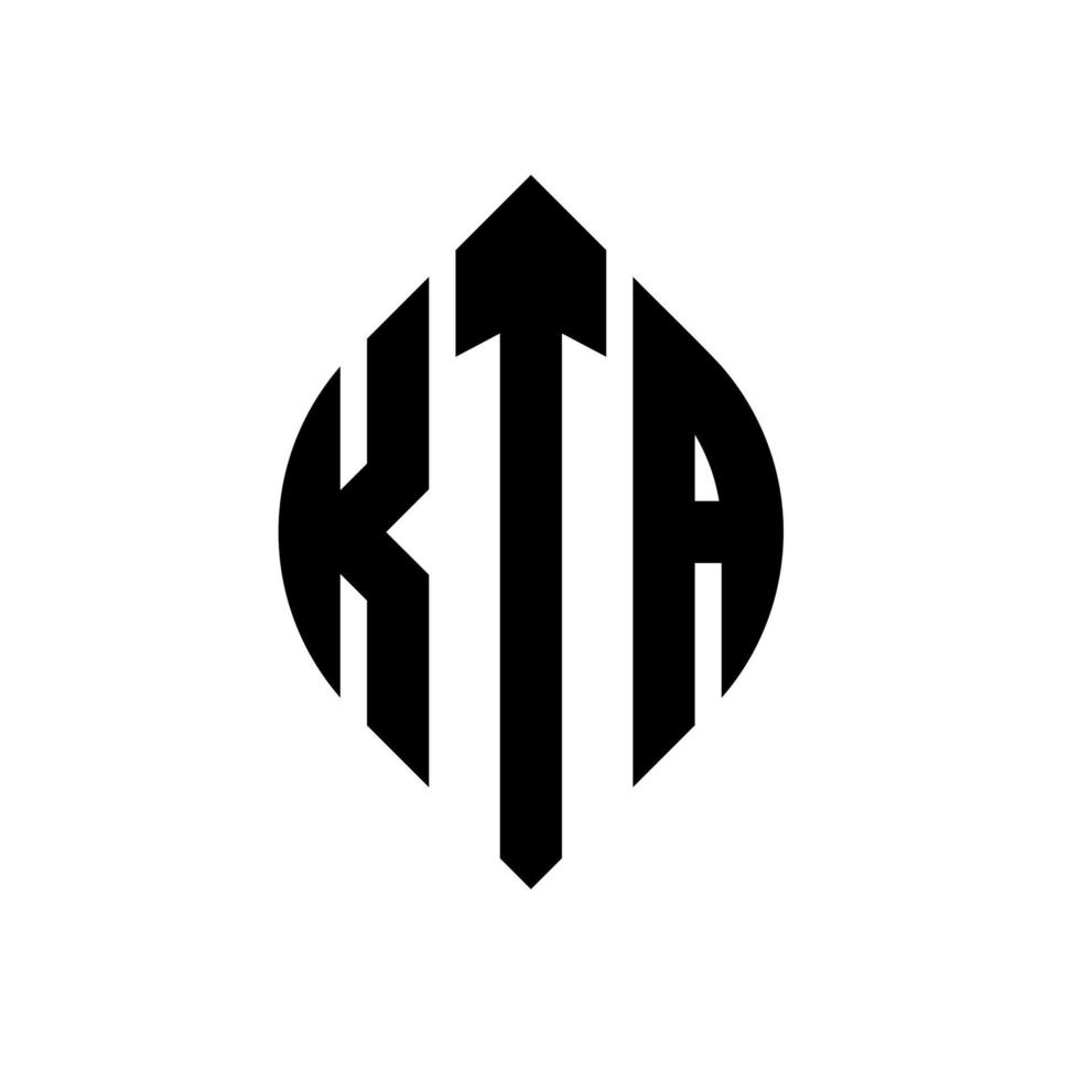 design de logotipo de letra de círculo kta com forma de círculo e elipse. letras de elipse kta com estilo tipográfico. as três iniciais formam um logotipo circular. kta círculo emblema abstrato monograma carta marca vetor. vetor