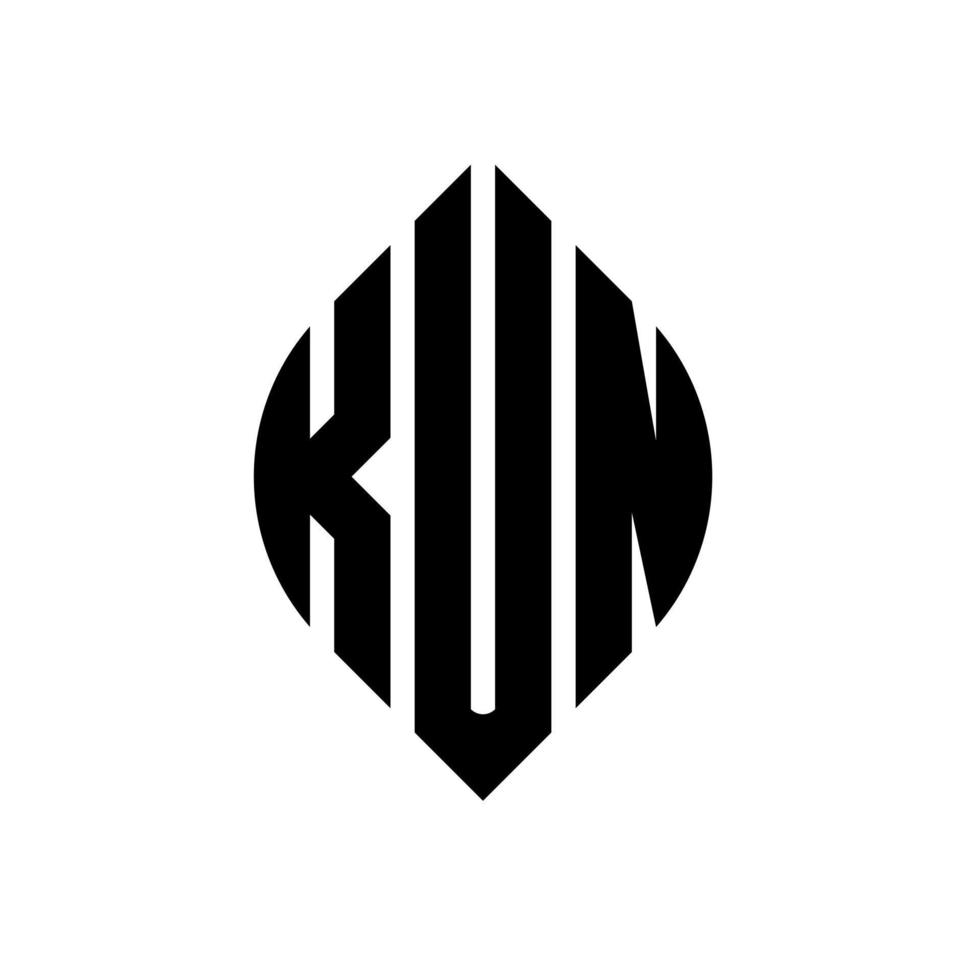 design de logotipo de carta de círculo kun com forma de círculo e elipse. letras de elipse kun com estilo tipográfico. as três iniciais formam um logotipo circular. kun círculo emblema abstrato monograma carta marca vetor. vetor