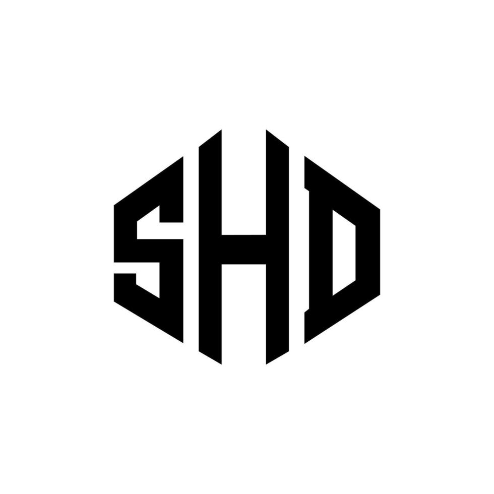 design de logotipo de carta shd com forma de polígono. shd polígono e design de logotipo em forma de cubo. modelo de logotipo de vetor hexágono shd cores brancas e pretas. shd monograma, logotipo de negócios e imóveis.