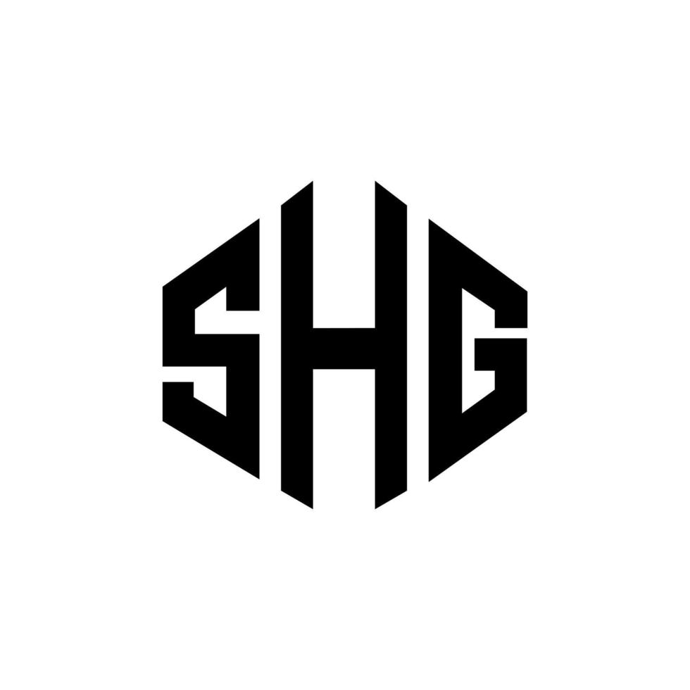 design de logotipo de carta shg com forma de polígono. shg polígono e design de logotipo em forma de cubo. shg hexágono modelo de logotipo de vetor cores brancas e pretas. shg monograma, logotipo de negócios e imóveis.