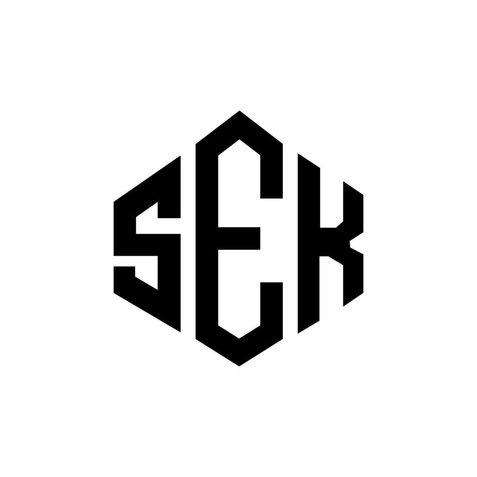 design de logotipo de carta sek com forma de polígono. sek polígono e design de logotipo em forma de cubo. sek modelo de logotipo de vetor hexágono cores brancas e pretas. sek monograma, logotipo de negócios e imóveis.