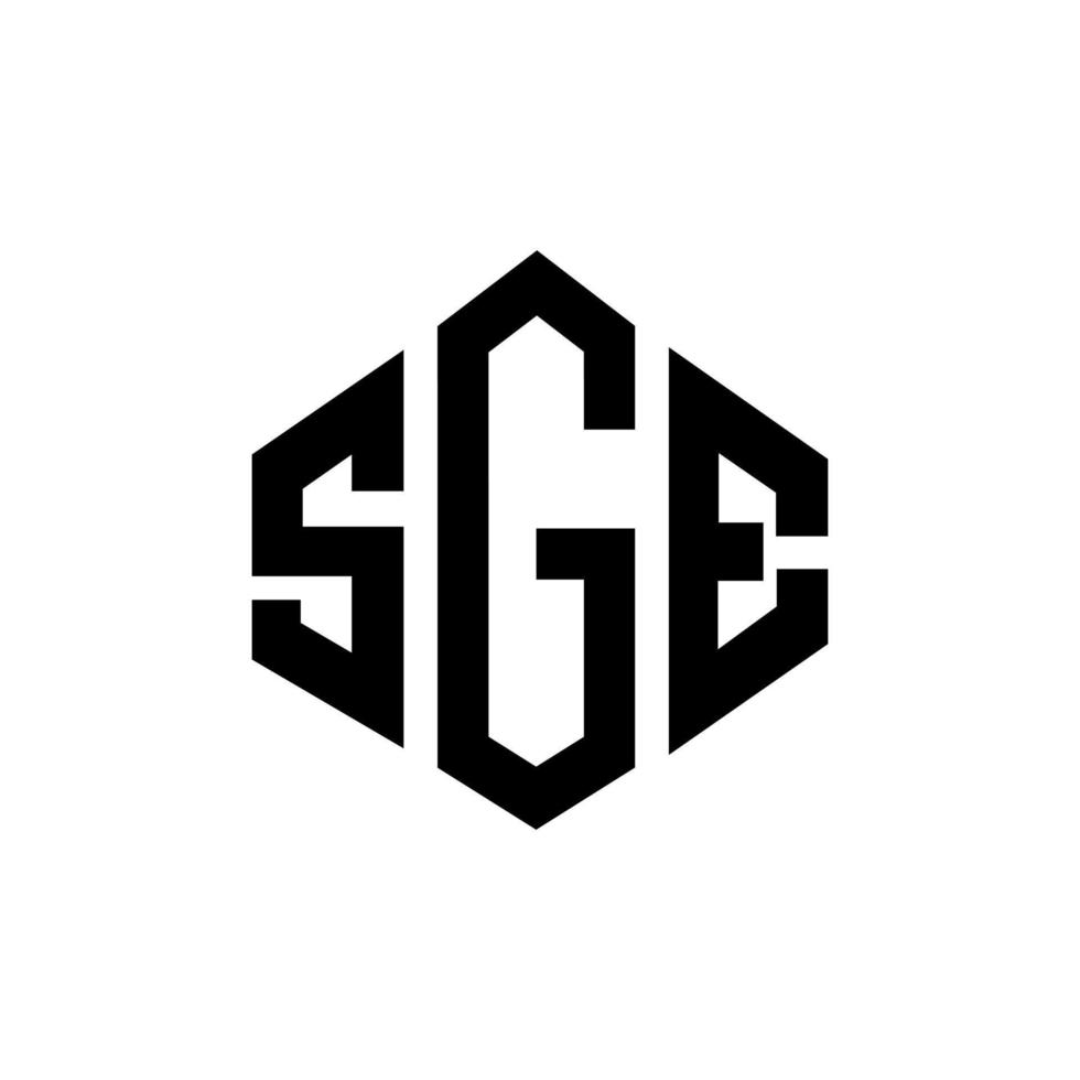 design de logotipo de carta sge com forma de polígono. sge polígono e design de logotipo em forma de cubo. sge modelo de logotipo de vetor hexágono cores brancas e pretas. monograma sge, logotipo de negócios e imóveis.