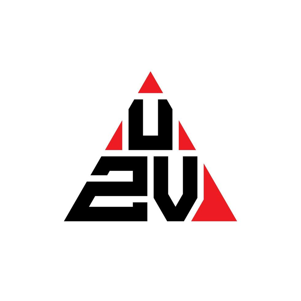 design de logotipo de letra de triângulo uzv com forma de triângulo. monograma de design de logotipo de triângulo uzv. modelo de logotipo de vetor de triângulo uzv com cor vermelha. logotipo triangular uzv logotipo simples, elegante e luxuoso.