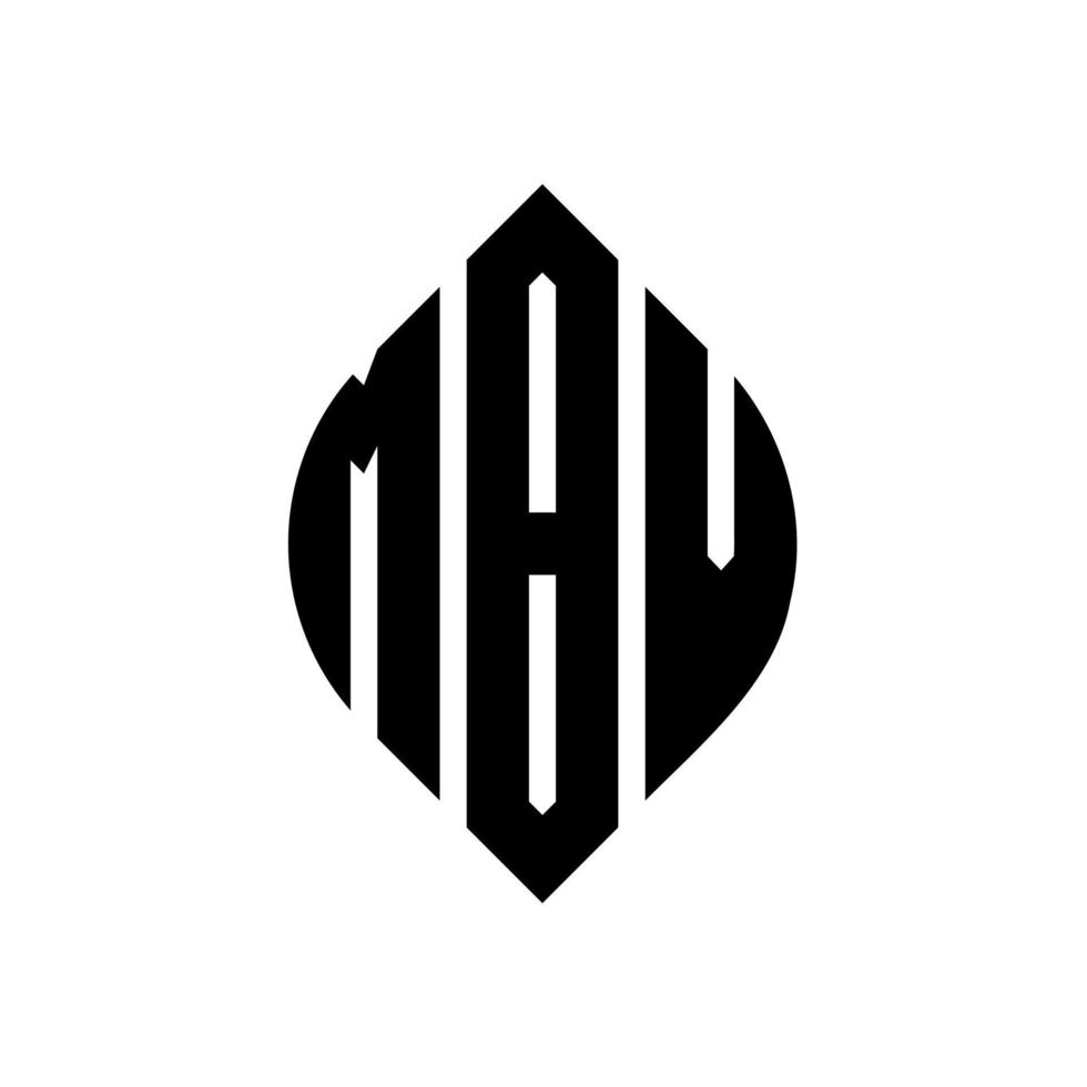 design de logotipo de carta de círculo mbv com forma de círculo e elipse. letras de elipse mbv com estilo tipográfico. as três iniciais formam um logotipo circular. mbv círculo emblema abstrato monograma carta marca vetor. vetor