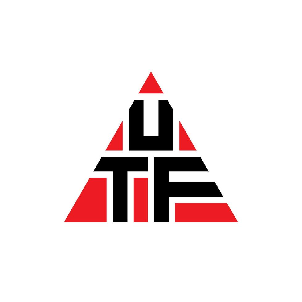 design de logotipo de letra de triângulo utf com forma de triângulo. monograma de design de logotipo de triângulo utf. modelo de logotipo de vetor de triângulo utf com cor vermelha. logotipo triangular utf logotipo simples, elegante e luxuoso.