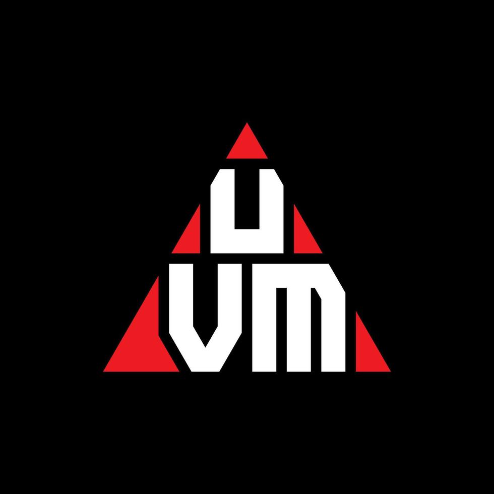 design de logotipo de letra de triângulo uvm com forma de triângulo. monograma de design de logotipo de triângulo uvm. modelo de logotipo de vetor de triângulo uvm com cor vermelha. logotipo triangular uvm logotipo simples, elegante e luxuoso.