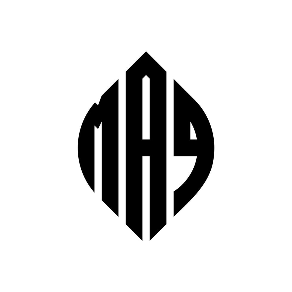 design de logotipo de carta de círculo maq com forma de círculo e elipse. letras de elipse maq com estilo tipográfico. as três iniciais formam um logotipo circular. maq círculo emblema abstrato monograma carta marca vetor. vetor