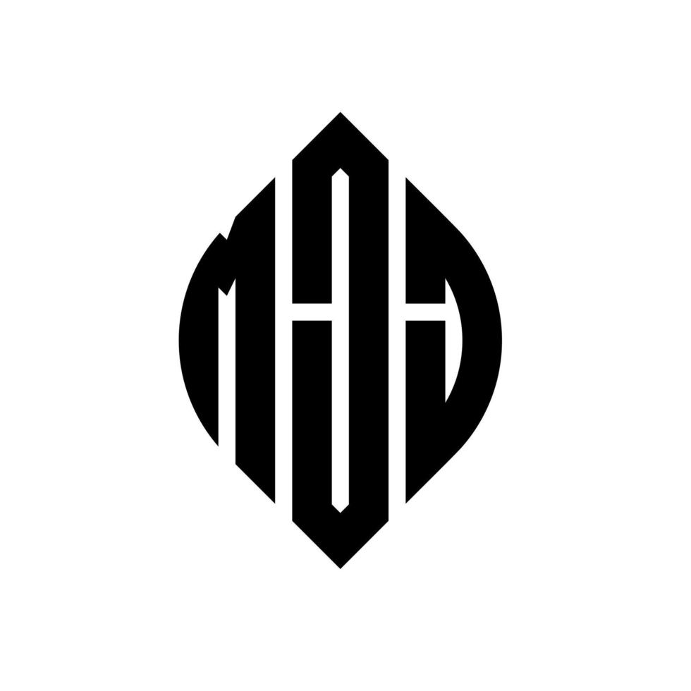 design de logotipo de letra de círculo mjj com forma de círculo e elipse. letras de elipse mjj com estilo tipográfico. as três iniciais formam um logotipo circular. mjj círculo emblema abstrato monograma letra marca vetor. vetor