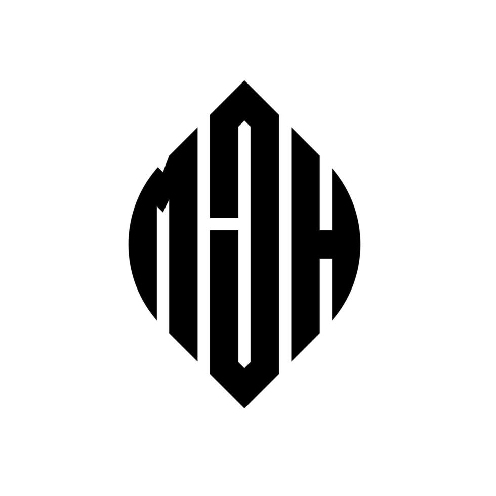 design de logotipo de letra de círculo mjh com forma de círculo e elipse. letras de elipse mjh com estilo tipográfico. as três iniciais formam um logotipo circular. mjh círculo emblema abstrato monograma carta marca vetor. vetor