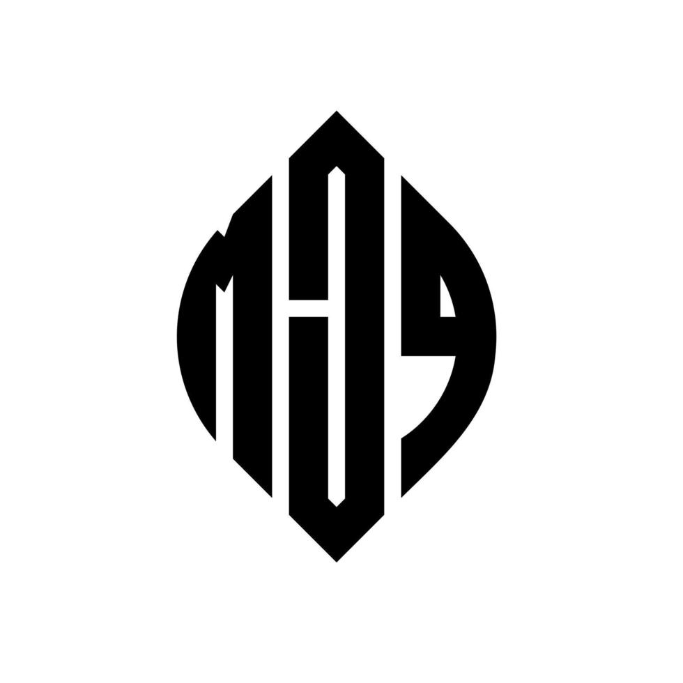 design de logotipo de letra de círculo mjq com forma de círculo e elipse. letras de elipse mjq com estilo tipográfico. as três iniciais formam um logotipo circular. mjq círculo emblema abstrato monograma carta marca vetor. vetor