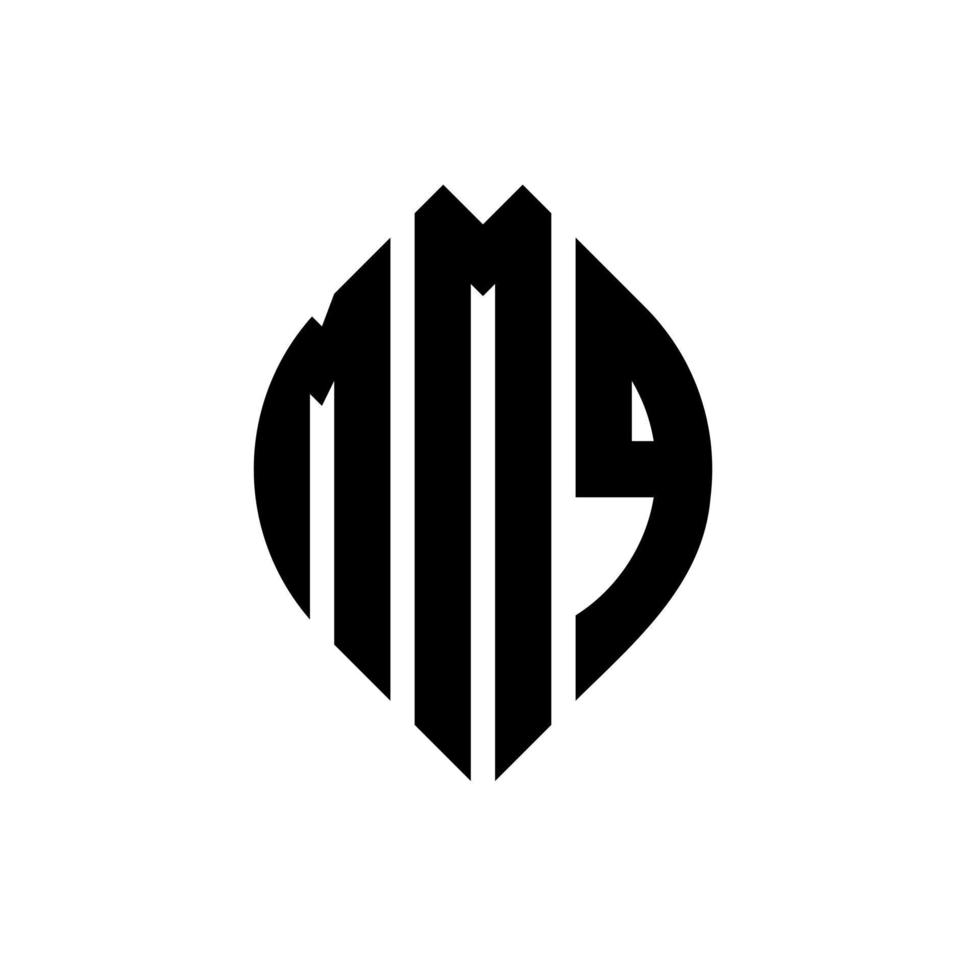 design de logotipo de letra de círculo mmq com forma de círculo e elipse. letras de elipse mmq com estilo tipográfico. as três iniciais formam um logotipo circular. mmq círculo emblema abstrato monograma carta marca vetor. vetor