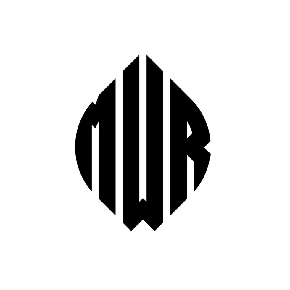 design de logotipo de letra de círculo mwr com forma de círculo e elipse. letras de elipse mwr com estilo tipográfico. as três iniciais formam um logotipo circular. mwr círculo emblema abstrato monograma carta marca vetor. vetor