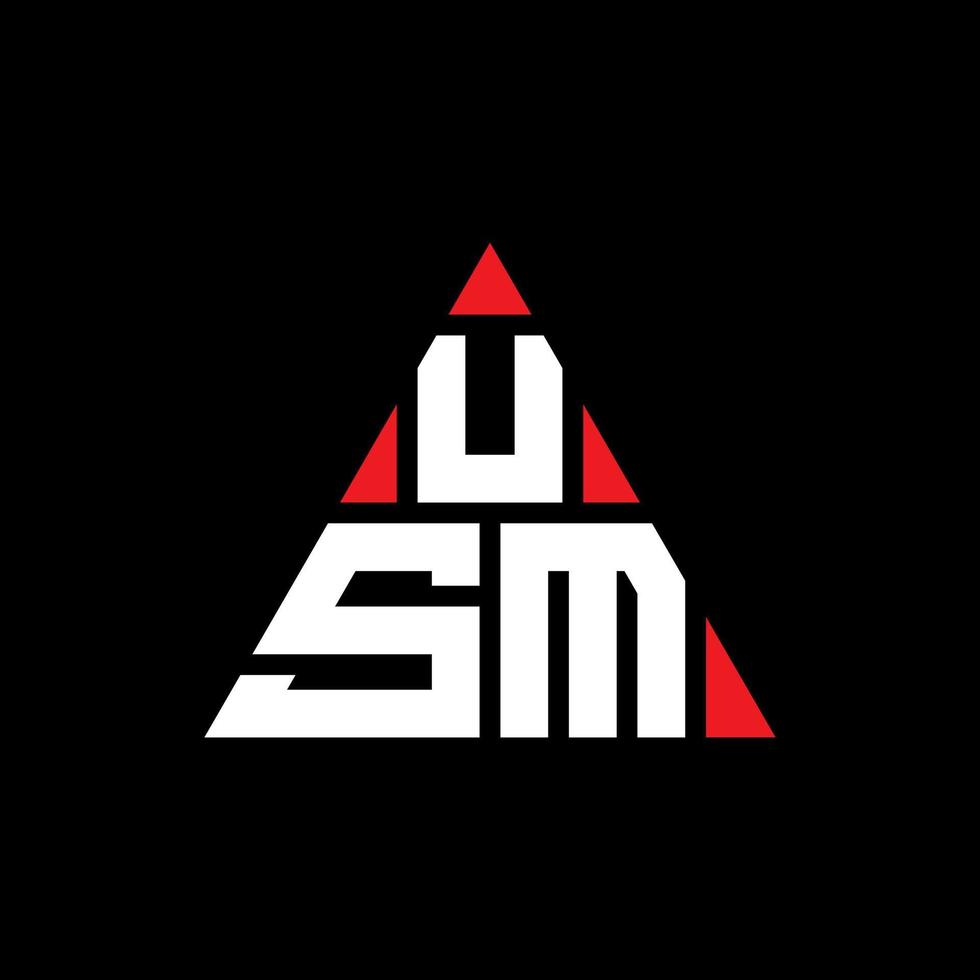 design de logotipo de letra de triângulo usm com forma de triângulo. monograma de design de logotipo de triângulo usm. modelo de logotipo de vetor de triângulo usm com cor vermelha. logotipo triangular usm logotipo simples, elegante e luxuoso.