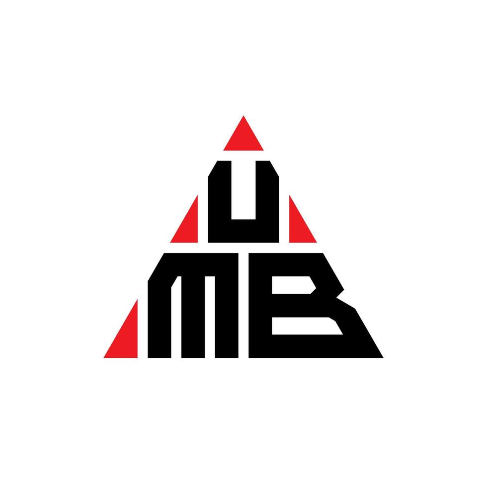 design de logotipo de letra de triângulo umb com forma de triângulo. monograma de design de logotipo de triângulo umb. modelo de logotipo de vetor de triângulo umb com cor vermelha. umb logotipo triangular logotipo simples, elegante e luxuoso.