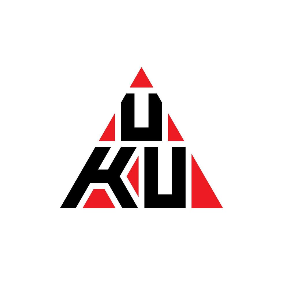 design de logotipo de letra de triângulo uku com forma de triângulo. monograma de design de logotipo de triângulo uku. modelo de logotipo de vetor de triângulo uku com cor vermelha. logotipo triangular uku logotipo simples, elegante e luxuoso.