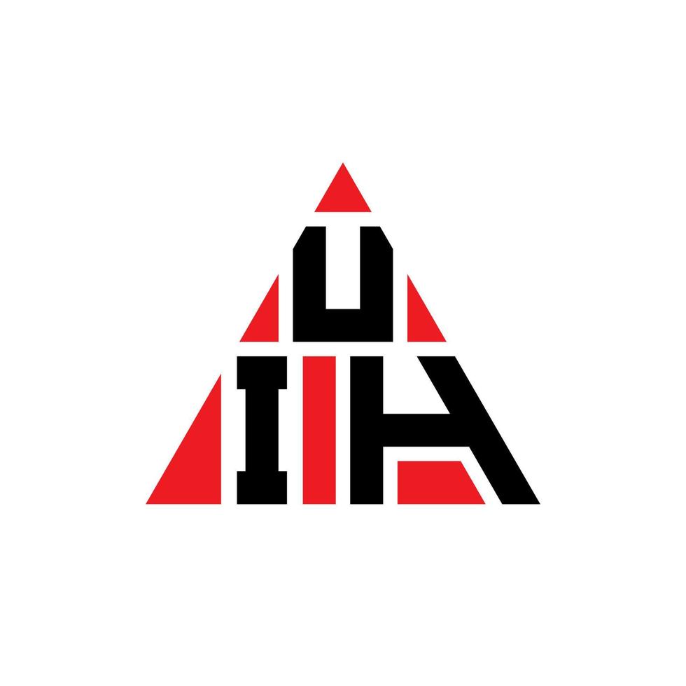 design de logotipo de letra de triângulo uih com forma de triângulo. monograma de design de logotipo de triângulo uih. modelo de logotipo de vetor de triângulo uih com cor vermelha. uih logotipo triangular logotipo simples, elegante e luxuoso.