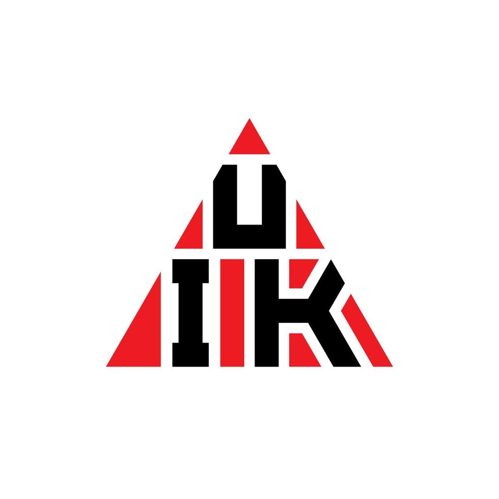 design de logotipo de letra de triângulo uik com forma de triângulo. monograma de design de logotipo de triângulo uik. modelo de logotipo de vetor de triângulo uik com cor vermelha. logotipo triangular uik logotipo simples, elegante e luxuoso.