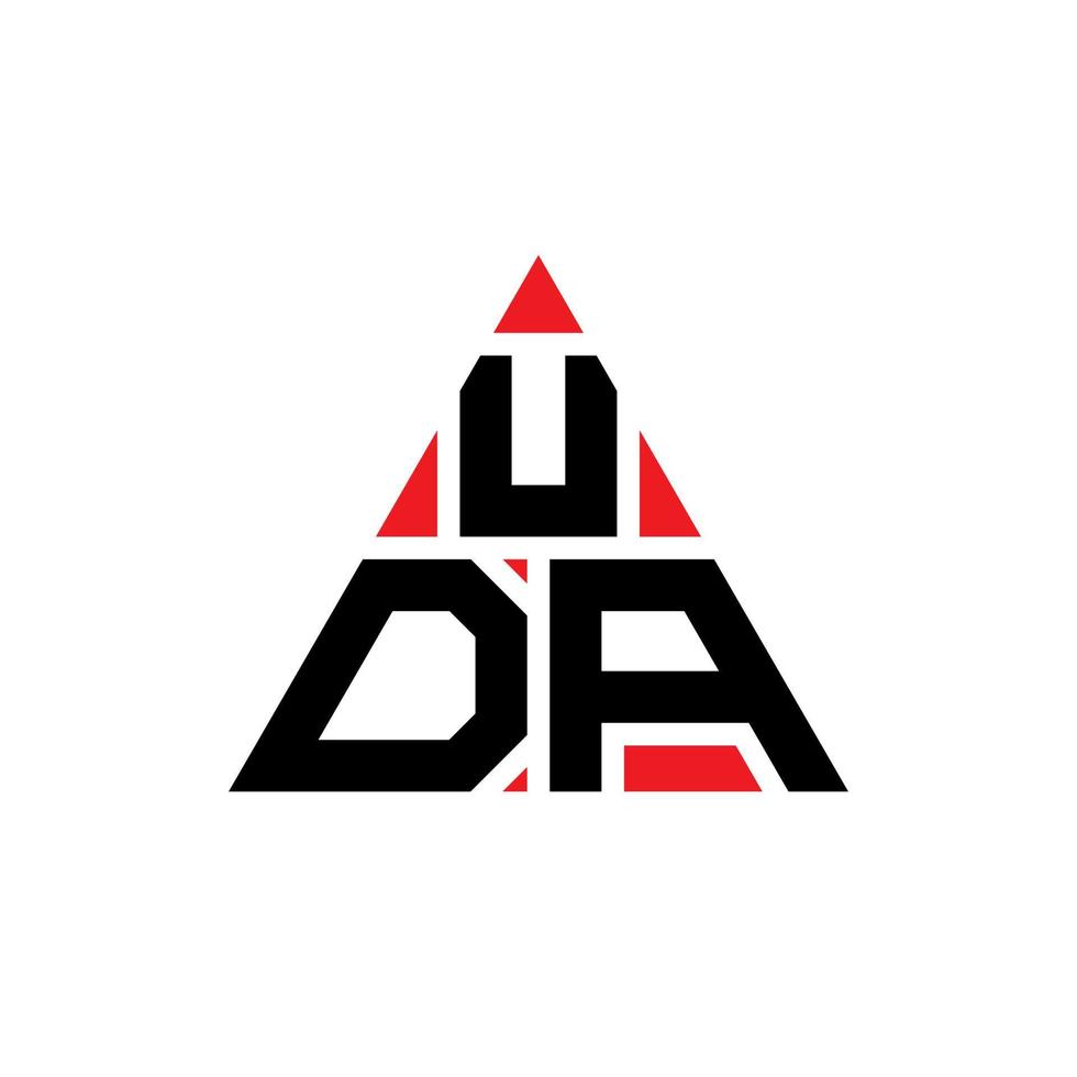 design de logotipo de letra triângulo uda com forma de triângulo. monograma de design de logotipo de triângulo uda. modelo de logotipo de vetor triângulo uda com cor vermelha. uda logotipo triangular logotipo simples, elegante e luxuoso.