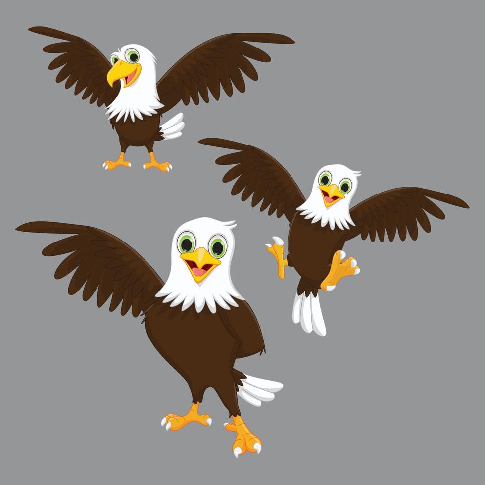conjunto de desenhos animados de águia bonito. ilustração vetorial vetor
