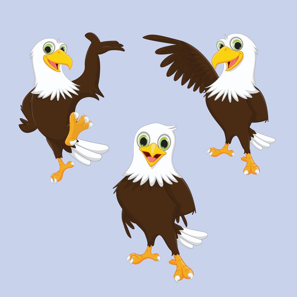 conjunto de desenhos animados de águia bonito. ilustração vetorial vetor
