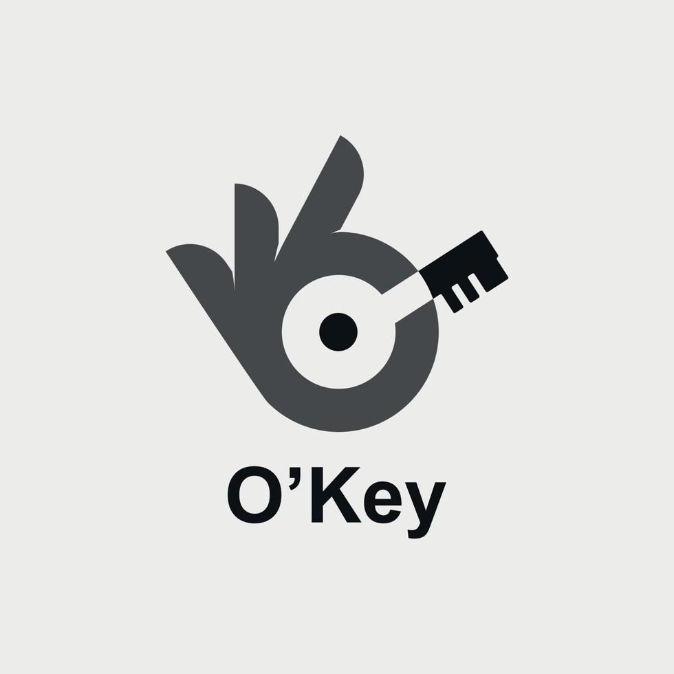 design de logotipo de serviço de criação de chaves com a imagem de um dedo segurando uma chave vetor