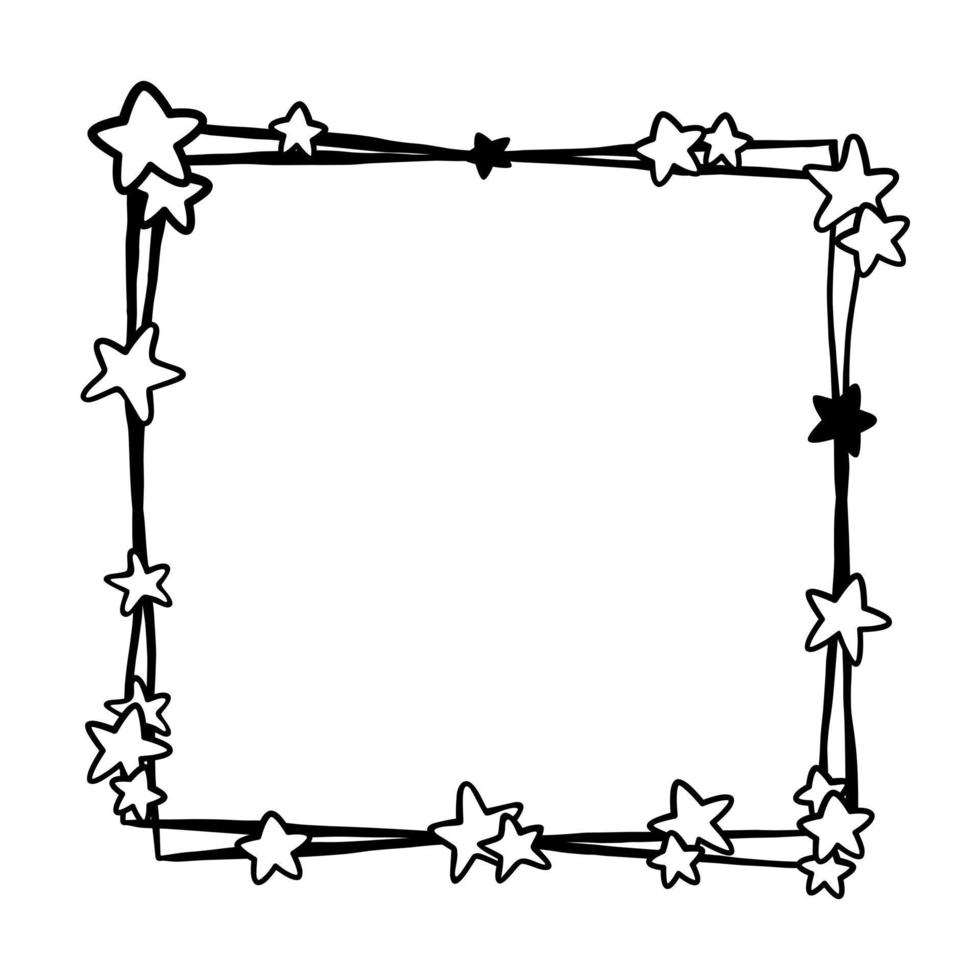 moldura quadrada dupla de estrelas monocromáticas. ilustração vetorial para decorar logotipo, texto, cartões e qualquer design. vetor