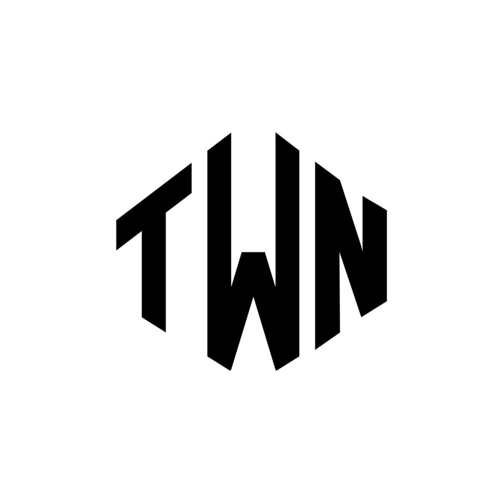 design de logotipo de letra twn com forma de polígono. twn polígono e design de logotipo em forma de cubo. twn modelo de logotipo de vetor hexágono cores brancas e pretas. twn monograma, logotipo de negócios e imóveis.