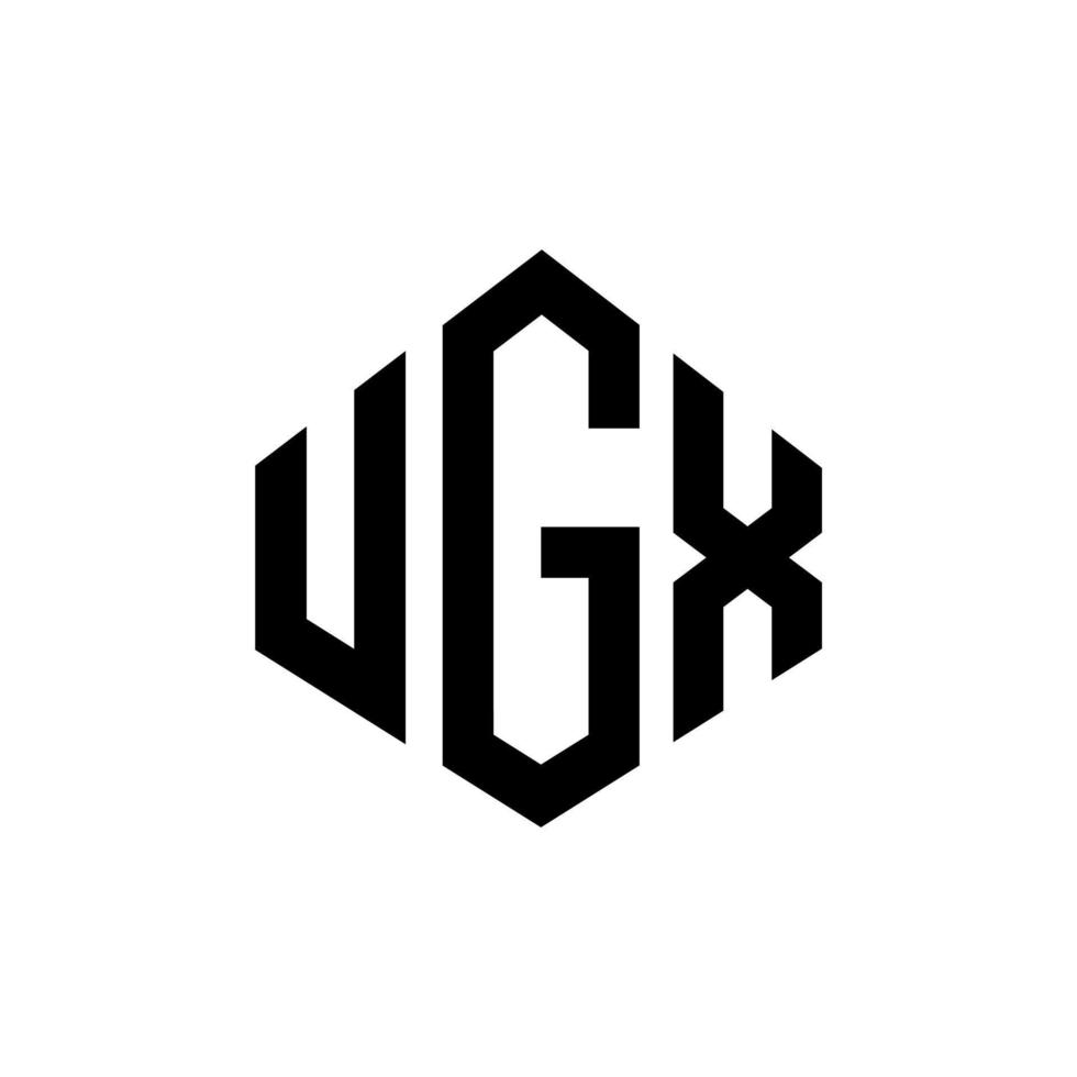 design de logotipo de carta ugx com forma de polígono. ugx polígono e design de logotipo em forma de cubo. modelo de logotipo de vetor hexágono ugx cores brancas e pretas. ugx monograma, logotipo de negócios e imóveis.