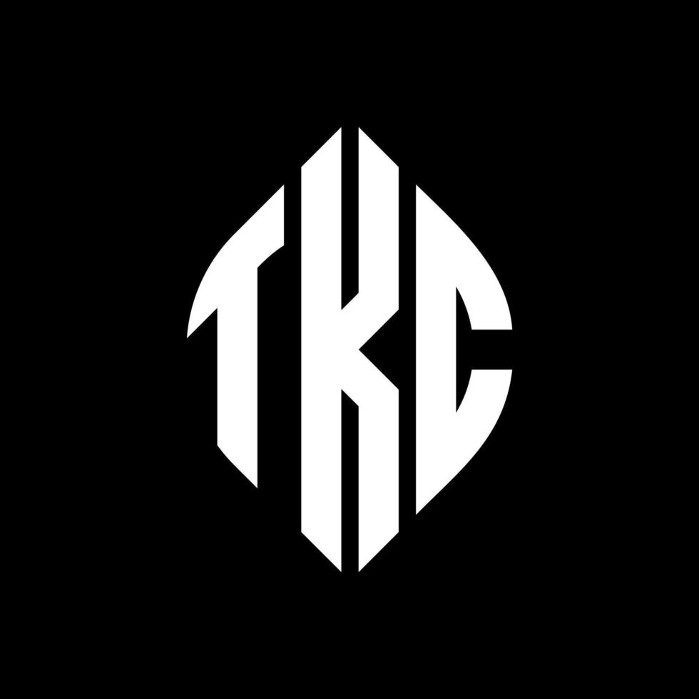 design de logotipo de letra de círculo tkc com forma de círculo e elipse. letras de elipse tkc com estilo tipográfico. as três iniciais formam um logotipo circular. tkc círculo emblema abstrato monograma carta marca vetor. vetor