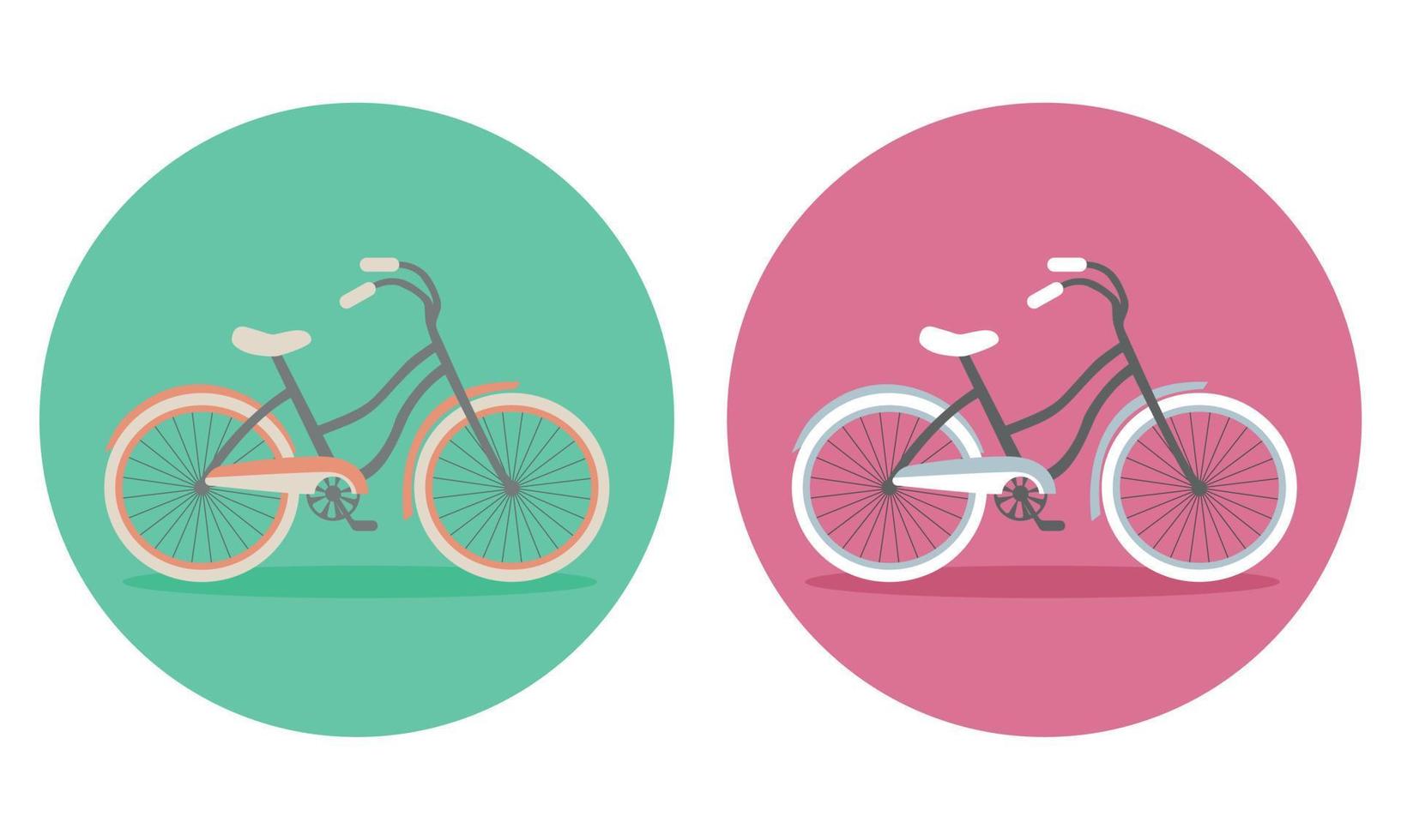 conjunto de bicicleta clássica da cidade, transporte esportivo ecológico, ilustração vetorial plana de vista lateral de bicicleta feminina em cores da moda. vetor