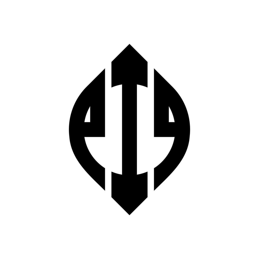 design de logotipo de letra de círculo piq com forma de círculo e elipse. letras de elipse piq com estilo tipográfico. as três iniciais formam um logotipo circular. piq círculo emblema abstrato monograma carta marca vetor. vetor