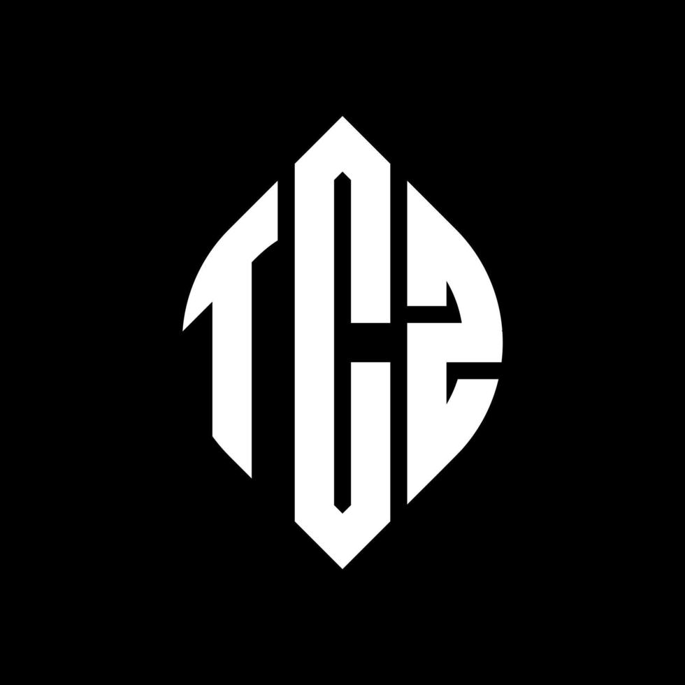 design de logotipo de carta de círculo tcz com forma de círculo e elipse. letras de elipse tcz com estilo tipográfico. as três iniciais formam um logotipo circular. tcz círculo emblema abstrato monograma carta marca vetor. vetor