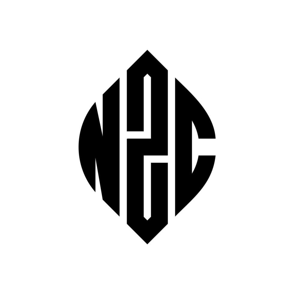 design de logotipo de letra de círculo nzc com forma de círculo e elipse. letras de elipse nzc com estilo tipográfico. as três iniciais formam um logotipo circular. nzc círculo emblema abstrato monograma carta marca vetor. vetor