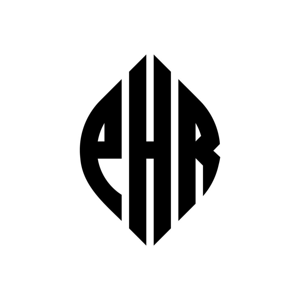 design de logotipo de letra de círculo phr com forma de círculo e elipse. letras de elipse phr com estilo tipográfico. as três iniciais formam um logotipo circular. phr círculo emblema abstrato monograma carta marca vetor. vetor