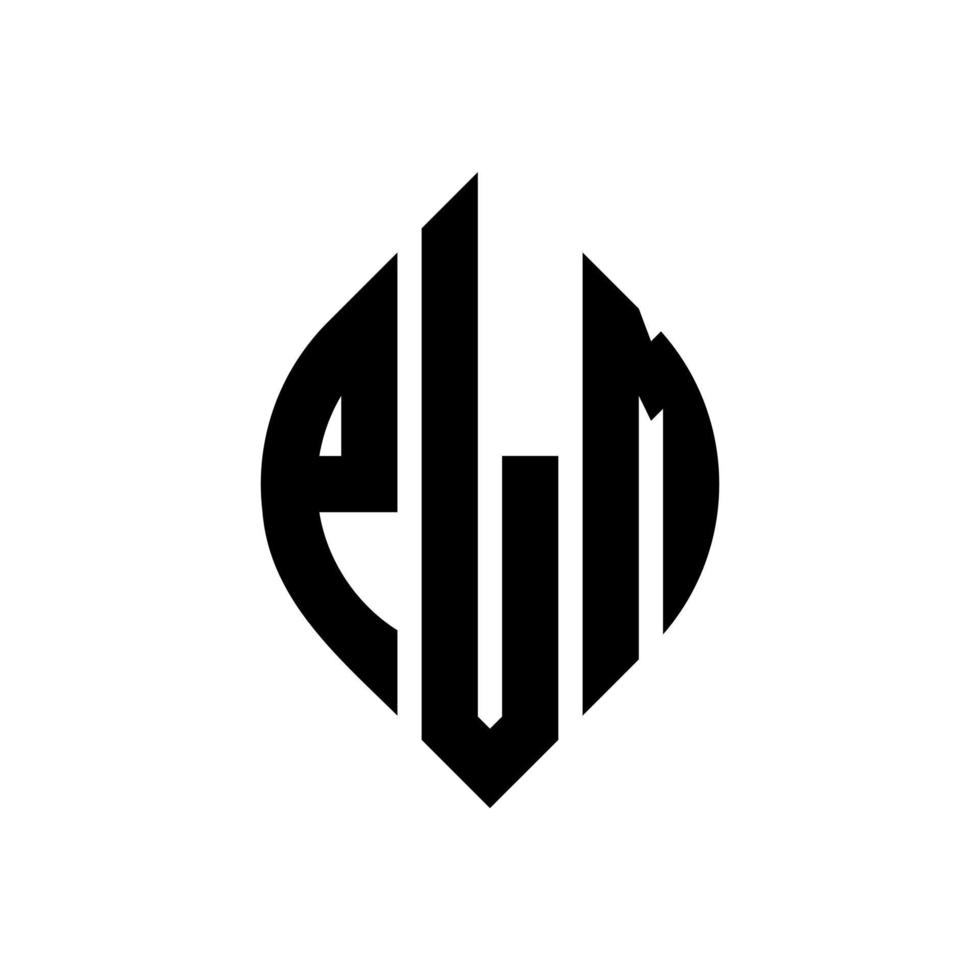 design de logotipo de carta de círculo plm com forma de círculo e elipse. letras de elipse plm com estilo tipográfico. as três iniciais formam um logotipo circular. plm círculo emblema abstrato monograma carta marca vetor. vetor